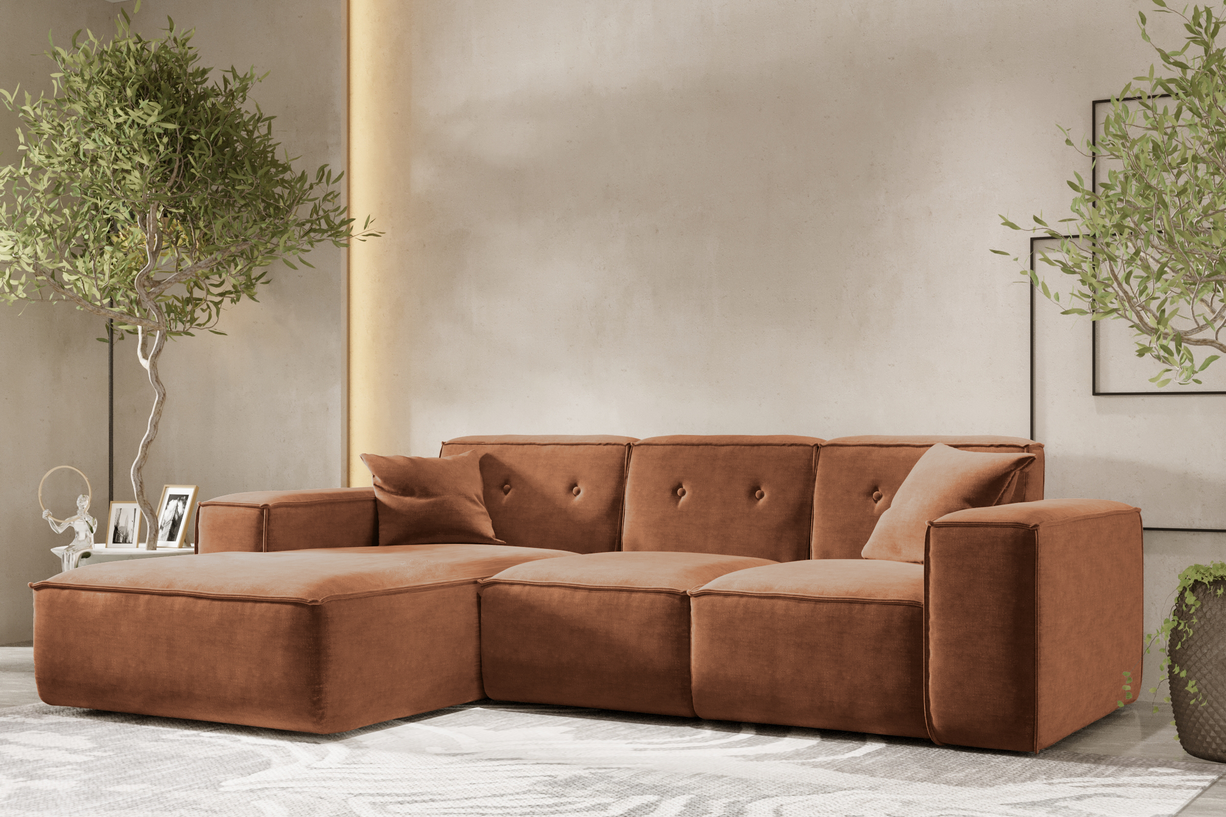 Ecksofa LUGA L Rostfarbe